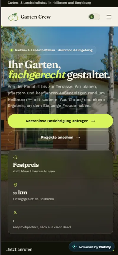 Garten Crew auf dem Smartphone